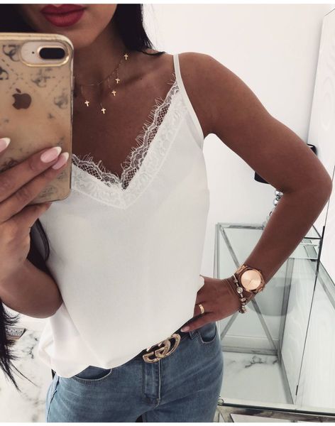 

2019 new sling lace lace v-neck pure color backless sling, Camo