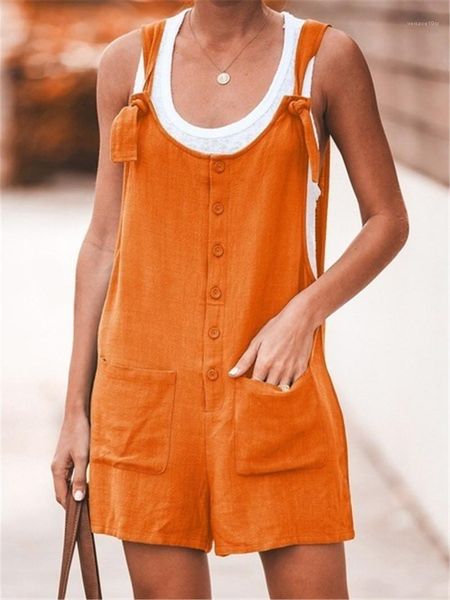 

color buttons rompers with pockets camisole backless short jumpsuits womens designer loose jumpsuits fashion natural, Black;white