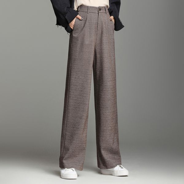 

2020 autumn women pants high waist women wide leg pants solid straight casual comfortable long trousers female, Black;white