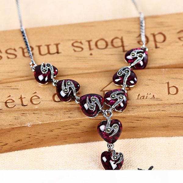 

fashion- style ruby heart necklace luxury personality chain, Golden;silver