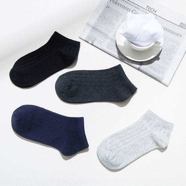 

новый four seasons лодка чистого хлопка сплошной цвет полосатых мужские носки лодки хлопка мужская с низким верхом носки, Black