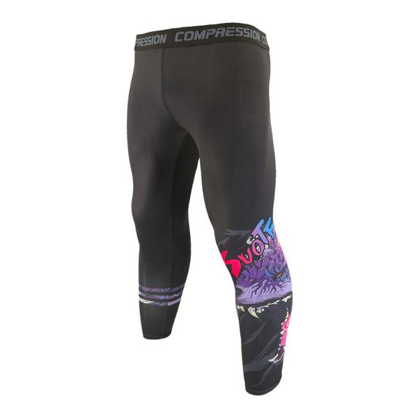 

suotf men roaring dragon compressions pants running tight leggings sport tights gym fitness workout sportwear jogging trousers, Black;blue
