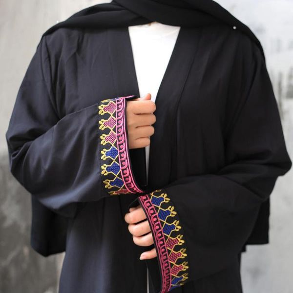 

embroidery black muslim abaya for women ramadam eid mubarak dress turkish middle east arabic kaftan caftan robe musulmane longue, Red