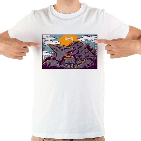 

japan anime kaiju kiss funny t-shirt men 2020 summer new white short sleeve casual anime t shirt, White;black