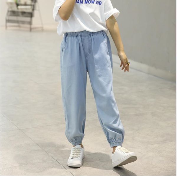 

джинсы 1zfcp девочек 2020 весной и летом новый корейский стиль детского комар доказательства среднего фонаря и большой детские длинный фонар, Blue