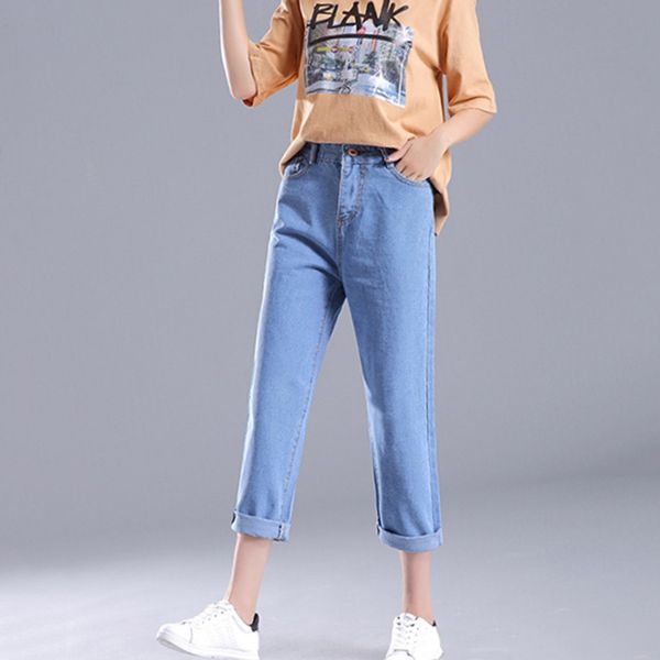 

women's jeans cargo pants women crimping long button zipper solid black high waist trousers female 2021, Blue