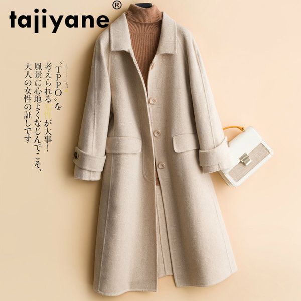 

tajiyane spring autumn coat women 100% wool coat female long woman jacket womens coats 2020 vestido invierno snj9221532 wpy689, Black
