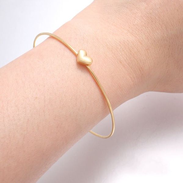 

smjel new accessories jewelry textured mini size love heart thin wire bangle femme birthday gifts g046, Black