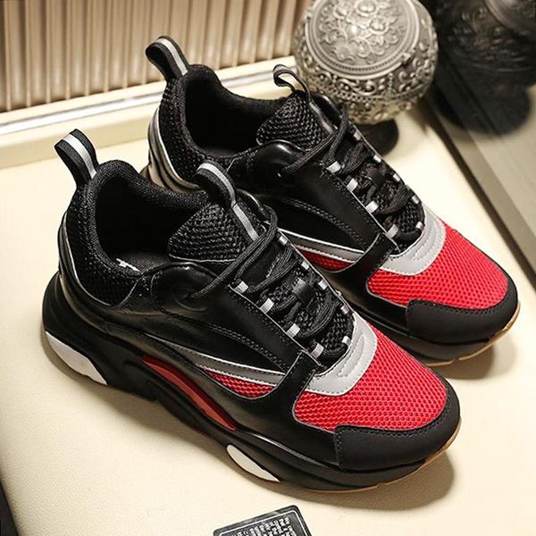 

2021 b22 calfskin sneaker mens shoes zapatillas hombre outdoor walking lace -up breathable comfortable casual shoes style footw, Black