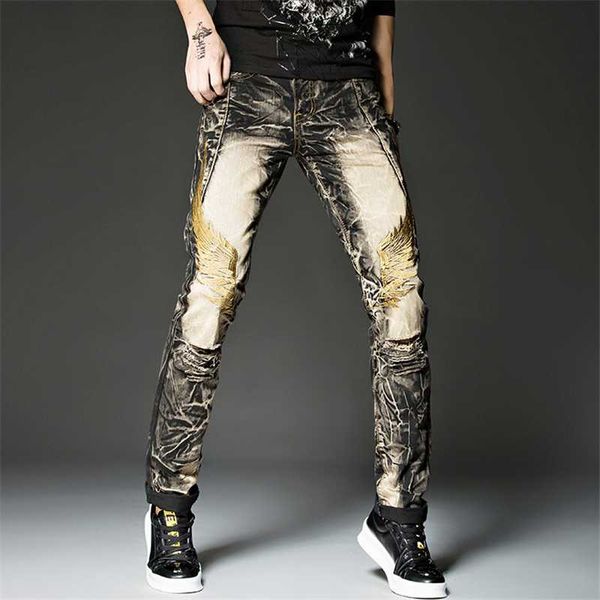 

jeans with individual embroidery jean new design pants men's fashion, Blue