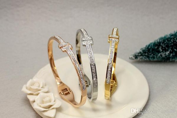 

2018 new stainless steel mesh cuff bracelet for ms. t titanium steel crystal bracelet jewelry ing, White
