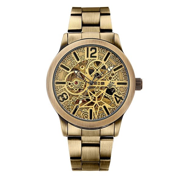 

fashion casual retro hollow out industrial style steel belt belt simplicity luxury dress men mechanical watches, Slivery;brown