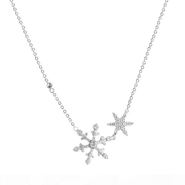 

bohemia women's charm silver snowflake crystal necklace pendant chain christmas new year gift