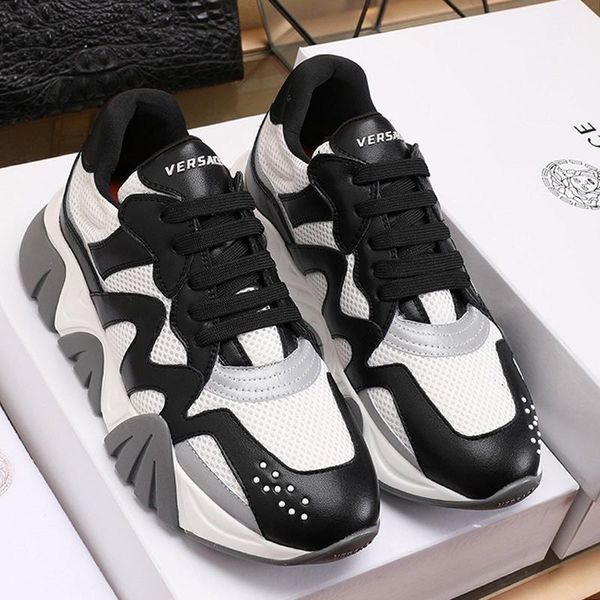 

new arrival mens shoes vintage designer outdoor walking shoes lace -up low plus size sports men shoes squalo sneakers scarpe da uomo, Black