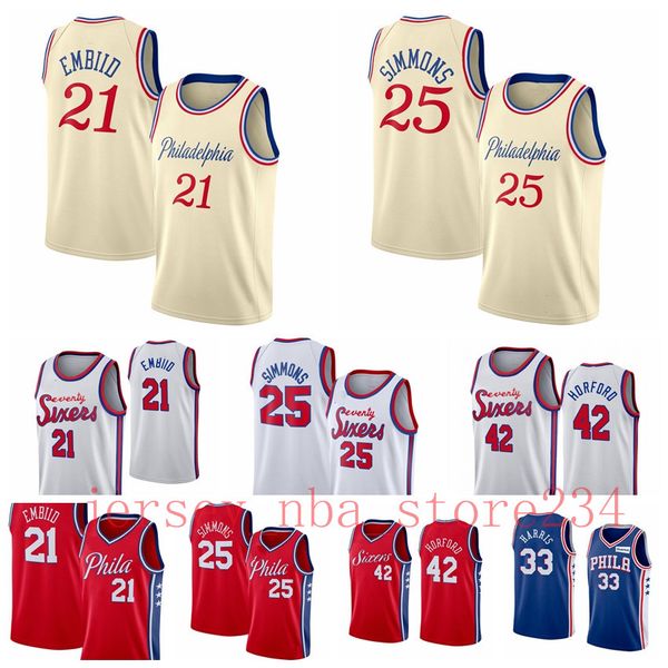 

men philadelphia 76ers joel 21 embiid jersey ben 25 simmons jersey al horford julius erving allen 3 iverson basketball jerseys, Black;red