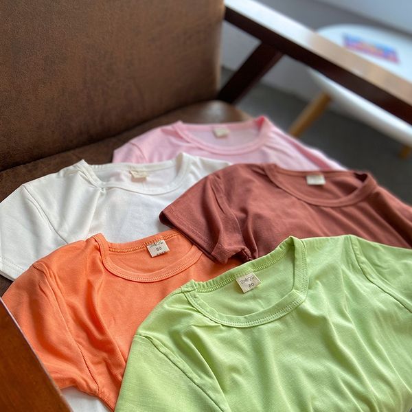 

2020 new mask t-shirt half-sleeved t-shirt stretch korean solid color loose baby for boys and girls, Blue