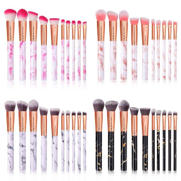 

marbling makeup brush set man made bristles brushes kit material of plastic handle facial beauty tools 12bf b2