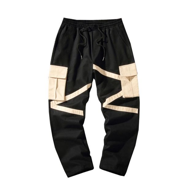 

streetwear hip hop men cargo pants big pocket mens harem pants casual trousers male joggers pants 2020 big size sweatpants 5xl, Black