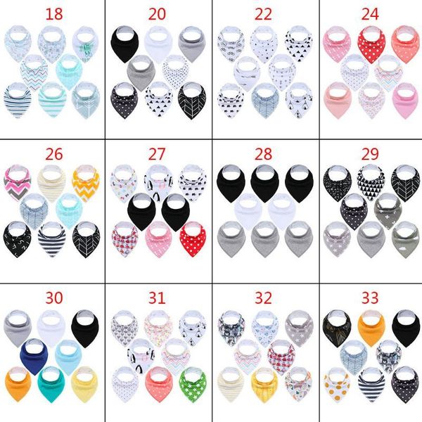 

8 pcs/set baby triangle saliva towel newborn adjustable buckle bib cotton printing simple infants nursing towels y200710