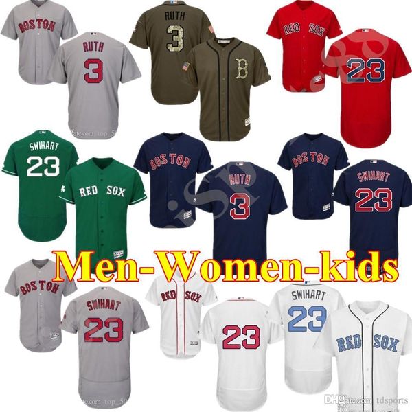 

mens women youth kids boston #3 babe ruth 23 blake swihart custom white black red grey baseball jerseys, Blue;black