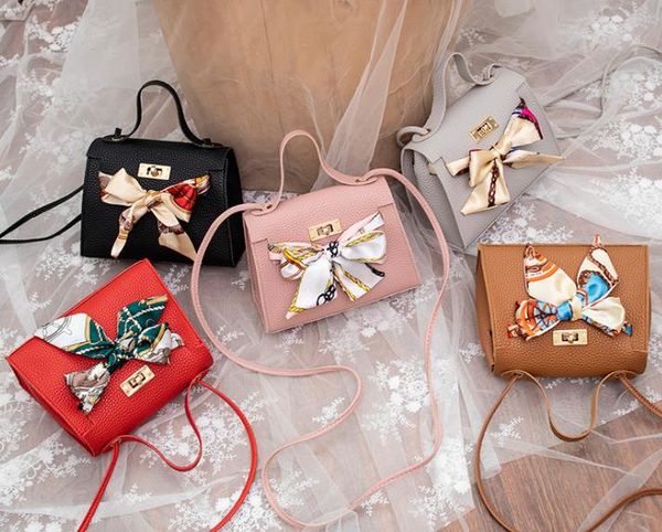 

Designer Women's Bag Litchi Scarf Handbag 2020 One Shoulder Bow Crossbody Handbag
