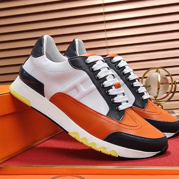 

2020 men shoes fashion trail goal sneaker calfskin sports shoes for men leather big size chaussures pour hommes mens shoes casual h52
