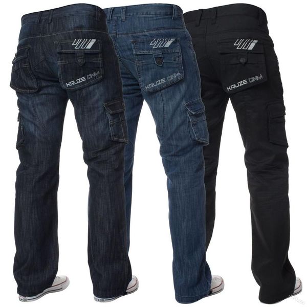 

2020 new side bag jeans men's loose casual pants kv0260, Blue