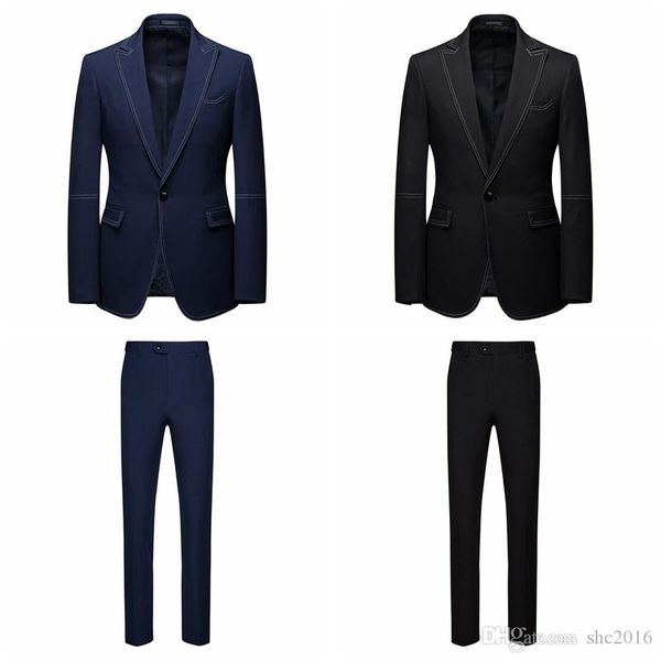 

wedding men suits handsome bridegroom groom tuxedos 2 pieces blazer peak lapel one button formal business jacket slim fit (jacket+pants, White;black