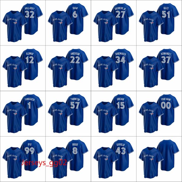 

toronto blue jays #27 vladimir guerrero jr. 99 hyun-jin ryu 12 alomar men women youth custom royal replica alternate jersey, Black