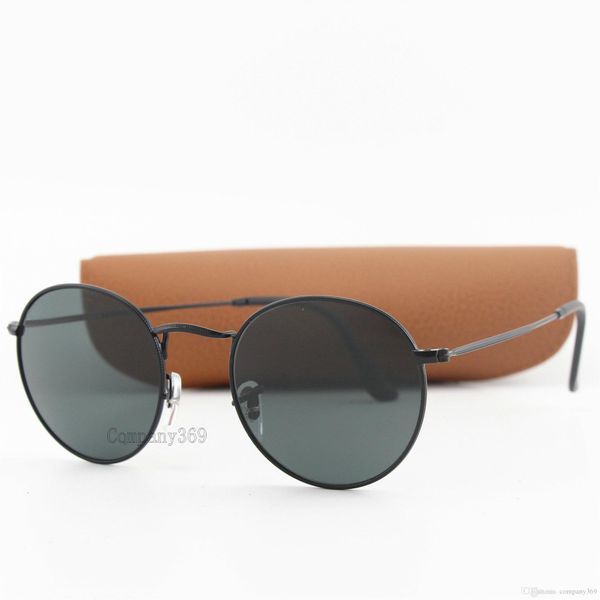 

fashion round sunglasses mens womens vassl sun glasses black dark 50mm uv400 glass lenses 7 color for choose with box, White;black