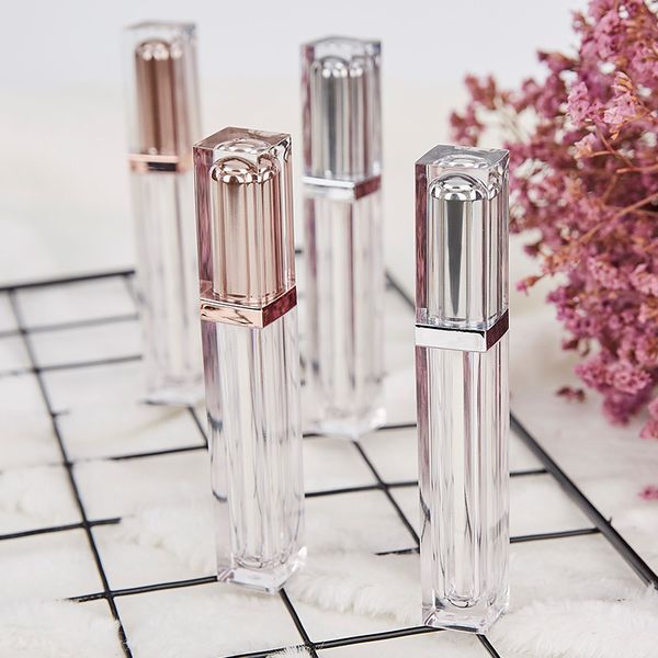 

10/50pcs 7ml rose gold empty lip gloss tube, square silver lip gloss refillable bottles, plastic liquid lipstick container