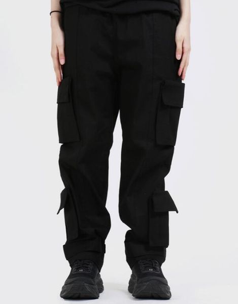 

27-46 2020 men's clothing hair stylist loose drawstring cargo pants costume fashion clothes trousers plus size singer costumes, Black