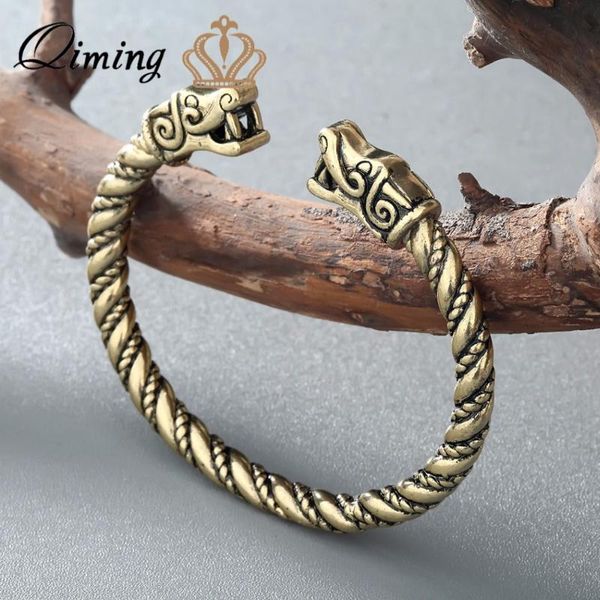 

qiming vikings wolf men's bracelets for women male accessories viking bracelet wristband cuff bracelets bangles teen wolf, Black