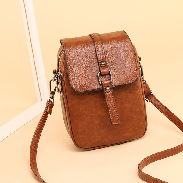 

2020 new vertical leather cowhand mobile phone bag women cross-body bag