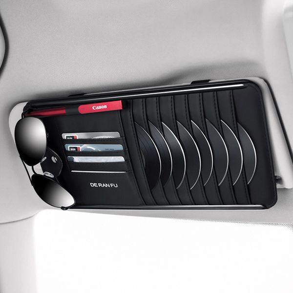

car organizer leather multifunctional sun visor storage bag 4 colors cd cards sunglasses holder clip tidy high quality