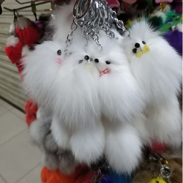 

doll pendant mink fur key chain fox fur cute fox doll bag pendant, Silver