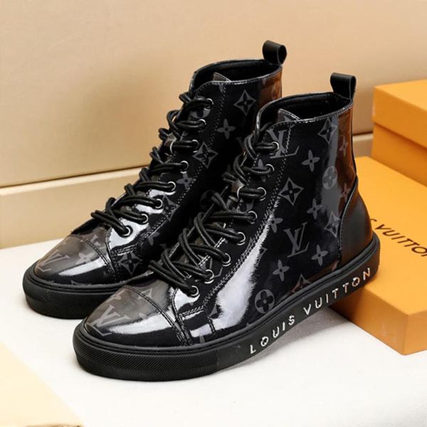 

men shoes sneakers casual fashion boots footwears with origin box tattoo sneaker boot men shoes casual zapatos de hombre ankle boots fashion, Black