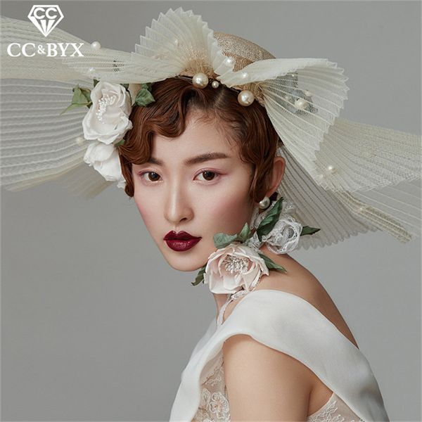 

cc wedding jewelry big hair hats crown hyperbol forest style vintage lace flower shape engagement accessories bridal party xy344, White;golden