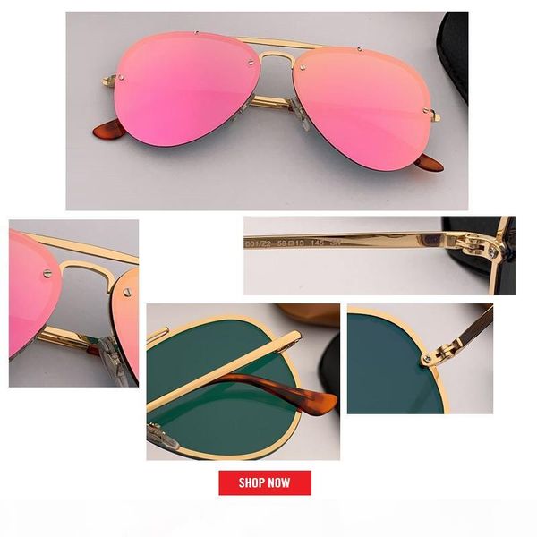 

2019 aviation sunglasses women brand designer pilot sun glass female men blaze pink flash mirror uv400 gafas black sunglass, White;black