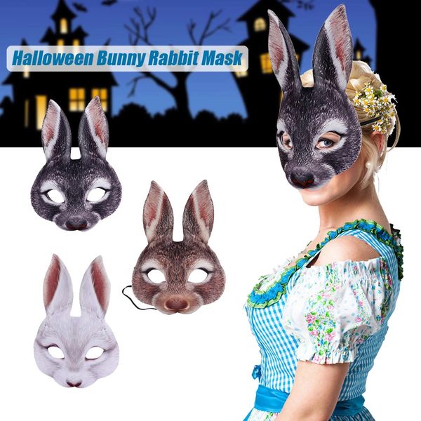 

3type halloween rabbit bunny long ears mask handmade animal decorations mask 3d carnival women girl mask party cosplay rabbit easter bunny c