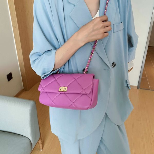 

chain design pu leather crossbody bags for women 2020 summer fashion solid color shoulder handbags female travel cross body bag