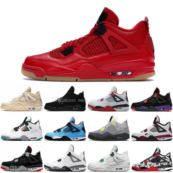 

2020 sail 4 4s black cat white cement what the fire red mens basketball shoes cactus jack tattoo cavs men women sports sneakers