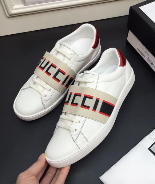 

2020 italy luxury casual shoes men low flat shoes genuine leather mens shoes designers sneakers trainers, Black