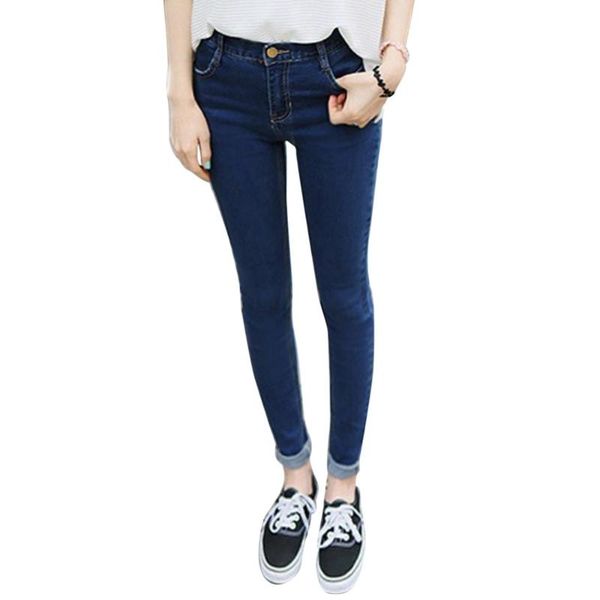 

women girls high waist denim jeans trousers slim skinny pencil pants plus size xs-xxxl hot, Blue