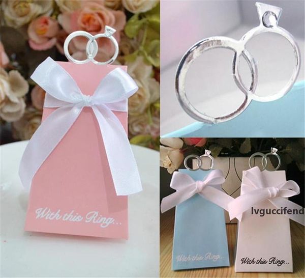 

created cartoon diamond ring pink/blue/white gift boxes european style wedding candy box with ribbon for wedding packaging 30pcs