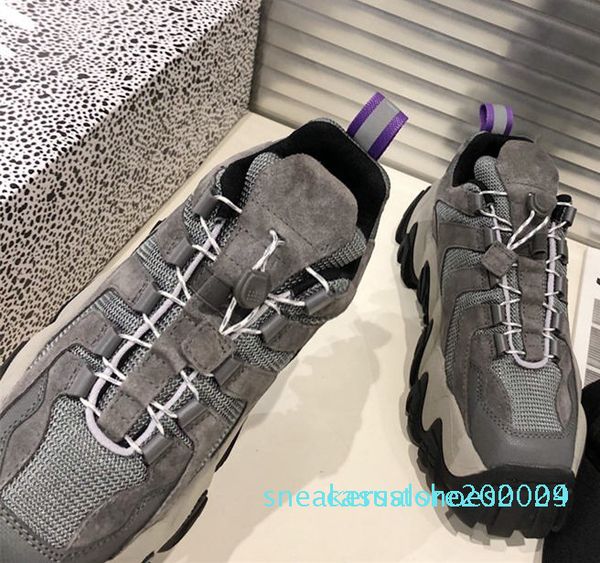 

12019 new fashion designer brand casual shoes mens and womens old dad shoes leather lace-up platform sneakers size 36-45 s04, Black