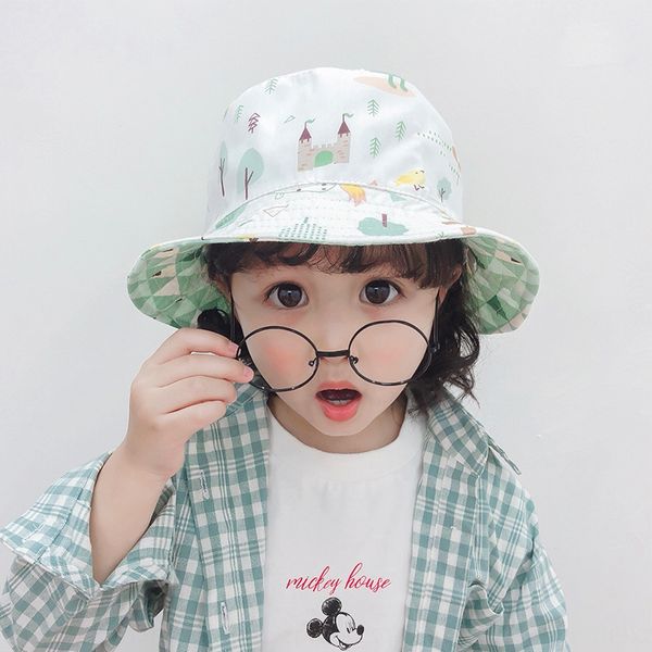 

oaetg double-sided children's fisherman sun sun spring summer 2020 cartoon graffiti fisherman's hat cute boys' and girls&#039, Yellow