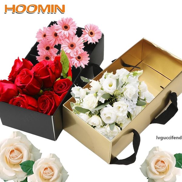 

hoomin flower packaging box with pvc cover diy wedding party craft folding flower paper box dessert gift portable