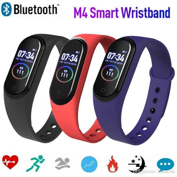 

dhl fedex express shipping m4 smart bracelet heart rate blood pressure tracker ip67 waterproof bluetooth wristband