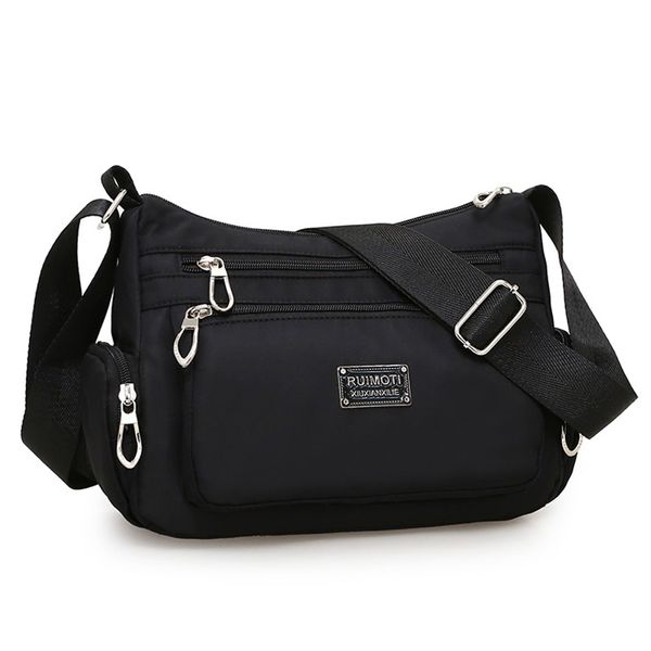 

fashion six pockets blank color women messenger bag waterproof nylon bag large capacity multi-pockets shoulder